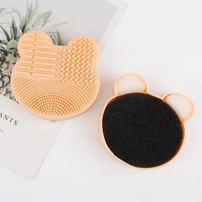 Makeup Brush Cleaning Tool ,1pcs Silicone Cute Portable Bear Shaped Cleansing Makeup Brush Cleaner For Prevent Makeup Residue