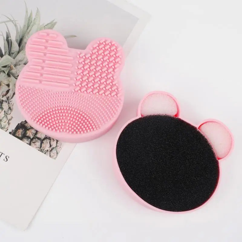 Makeup Brush Cleaning Tool ,1pcs Silicone Cute Portable Bear Shaped Cleansing Makeup Brush Cleaner For Prevent Makeup Residue