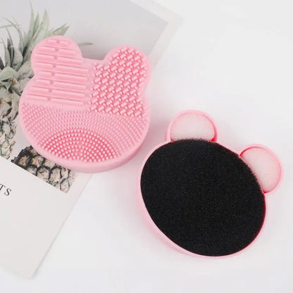Makeup Brush Cleaning Tool ,1pcs Silicone Cute Portable Bear Shaped Cleansing Makeup Brush Cleaner For Prevent Makeup Residue