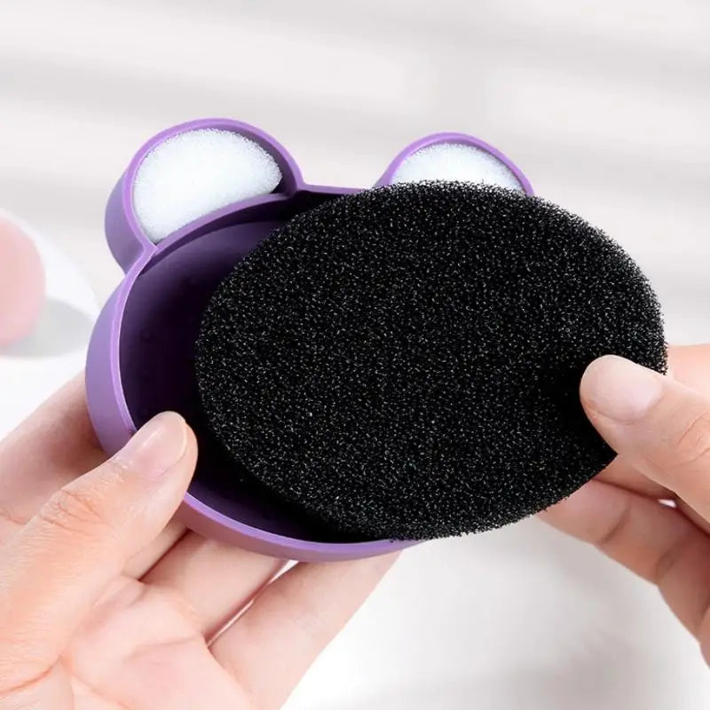 Makeup Brush Cleaning Tool ,1pcs Silicone Cute Portable Bear Shaped Cleansing Makeup Brush Cleaner For Prevent Makeup Residue