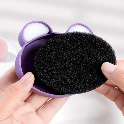Makeup Brush Cleaning Tool ,1pcs Silicone Cute Portable Bear Shaped Cleansing Makeup Brush Cleaner For Prevent Makeup Residue