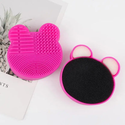 Makeup Brush Cleaning Tool ,1pcs Silicone Cute Portable Bear Shaped Cleansing Makeup Brush Cleaner For Prevent Makeup Residue