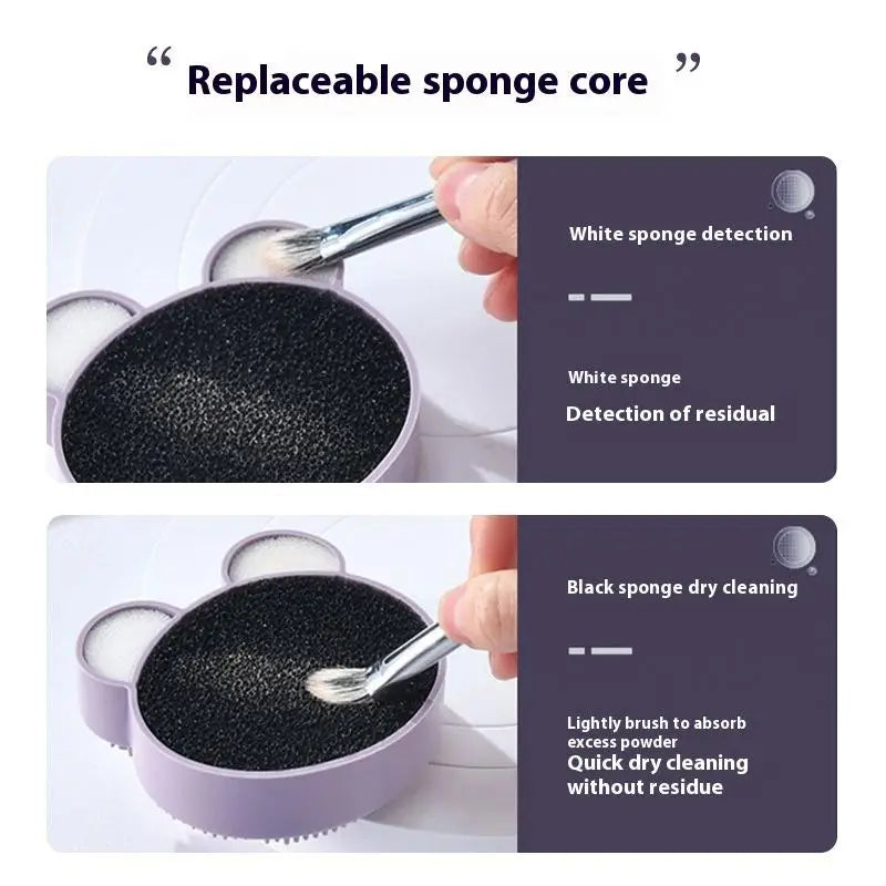 Makeup Brush Cleaning Tool ,1pcs Silicone Cute Portable Bear Shaped Cleansing Makeup Brush Cleaner For Prevent Makeup Residue