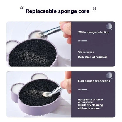 Makeup Brush Cleaning Tool ,1pcs Silicone Cute Portable Bear Shaped Cleansing Makeup Brush Cleaner For Prevent Makeup Residue