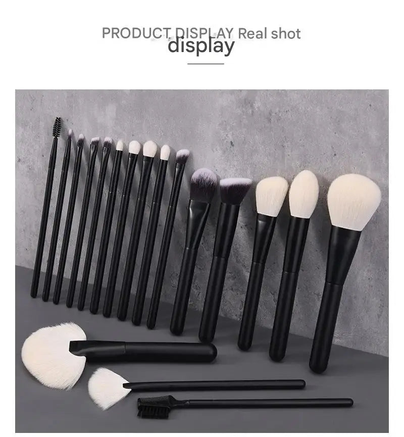 Makeup Brush Set - 18Pcs Natural Hair Foundation Eyeshadow Blending Brush Professional Eco-Friendly Beauty Tools