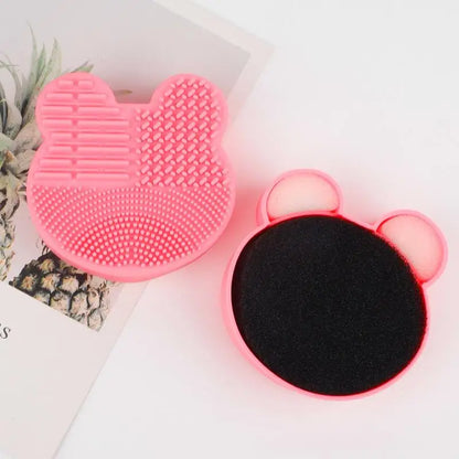 Makeup Brush Cleaning Tool ,1pcs Silicone Cute Portable Bear Shaped Cleansing Makeup Brush Cleaner For Prevent Makeup Residue