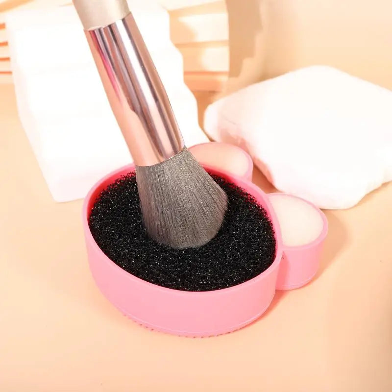 Makeup Brush Cleaning Tool ,1pcs Silicone Cute Portable Bear Shaped Cleansing Makeup Brush Cleaner For Prevent Makeup Residue