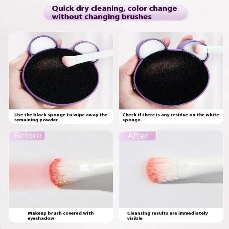 Makeup Brush Cleaning Tool ,1pcs Silicone Cute Portable Bear Shaped Cleansing Makeup Brush Cleaner For Prevent Makeup Residue