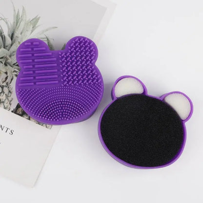 Makeup Brush Cleaning Tool ,1pcs Silicone Cute Portable Bear Shaped Cleansing Makeup Brush Cleaner For Prevent Makeup Residue