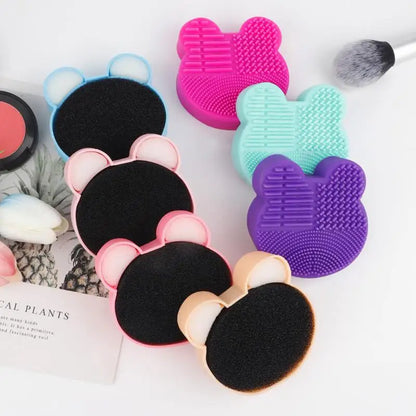 Makeup Brush Cleaning Tool ,1pcs Silicone Cute Portable Bear Shaped Cleansing Makeup Brush Cleaner For Prevent Makeup Residue