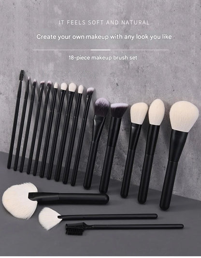 Makeup Brush Set - 18Pcs Natural Hair Foundation Eyeshadow Blending Brush Professional Eco-Friendly Beauty Tools