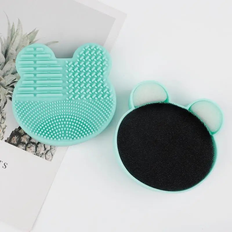 Makeup Brush Cleaning Tool ,1pcs Silicone Cute Portable Bear Shaped Cleansing Makeup Brush Cleaner For Prevent Makeup Residue