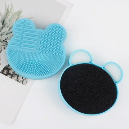 Makeup Brush Cleaning Tool ,1pcs Silicone Cute Portable Bear Shaped Cleansing Makeup Brush Cleaner For Prevent Makeup Residue